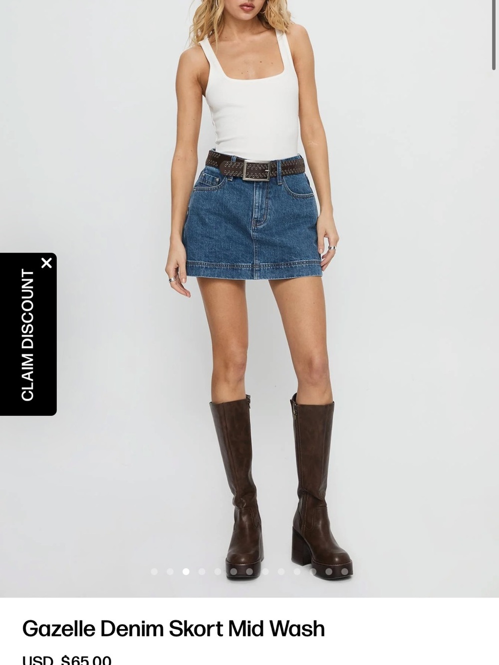 Princess Polly Mini Skort Denim